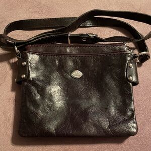 The Trend Italy Rich Brown Leather Crossbody Bag *See Description*